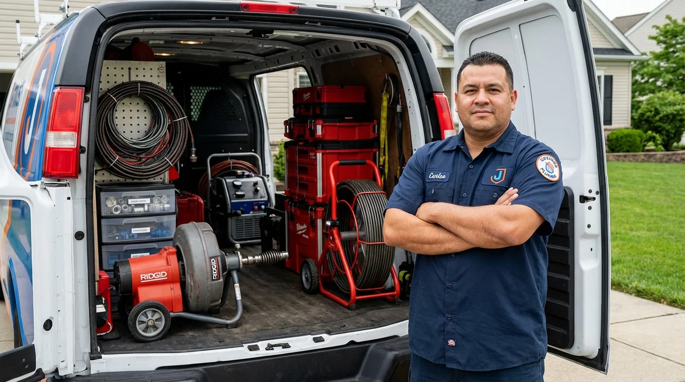 Professional drain cleaning equipment and Johns Plumbing LLC plumber in Peach Springs