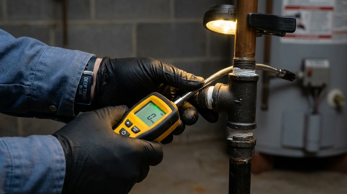 Gas leak detection with electronic sniffer by Johns Plumbing LLC in Peach Springs