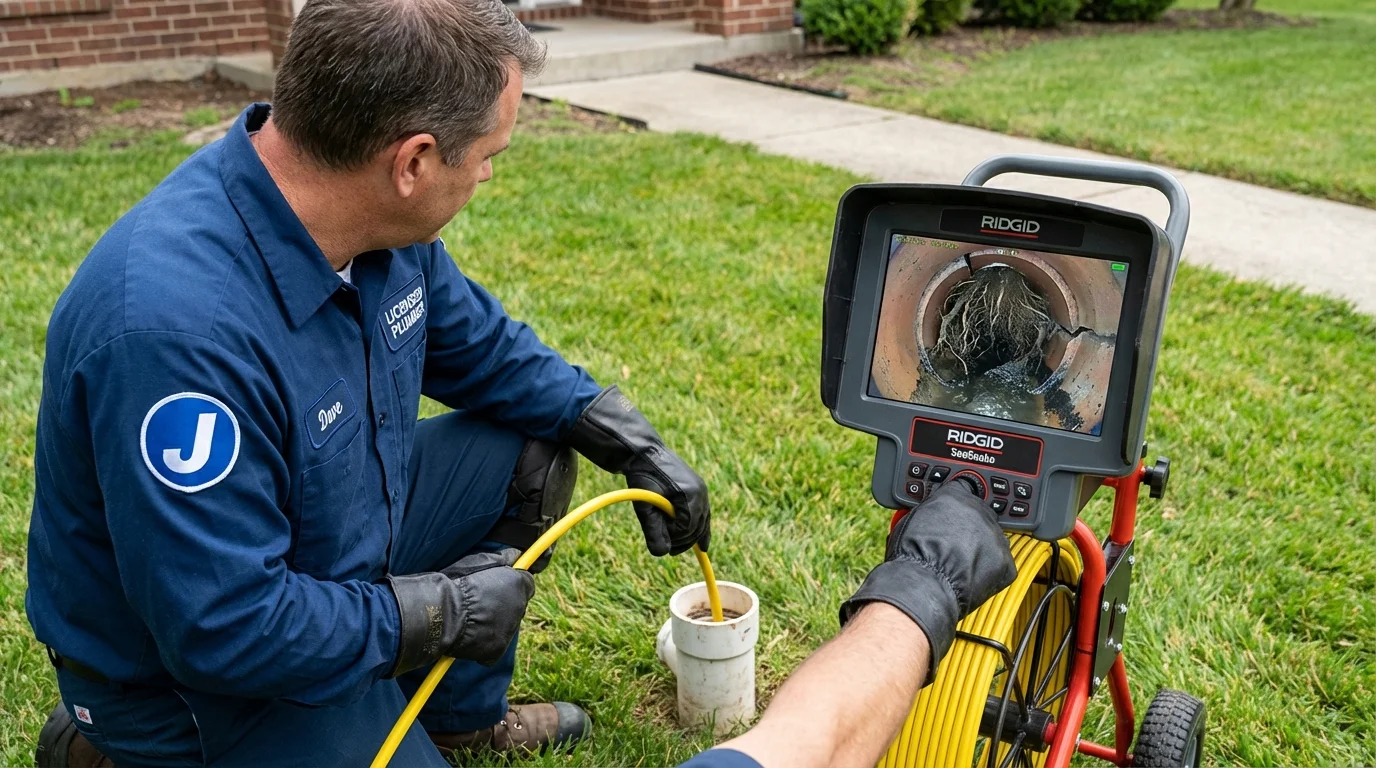 Sewer camera inspection being performed by Johns Plumbing LLC in Peach Springs