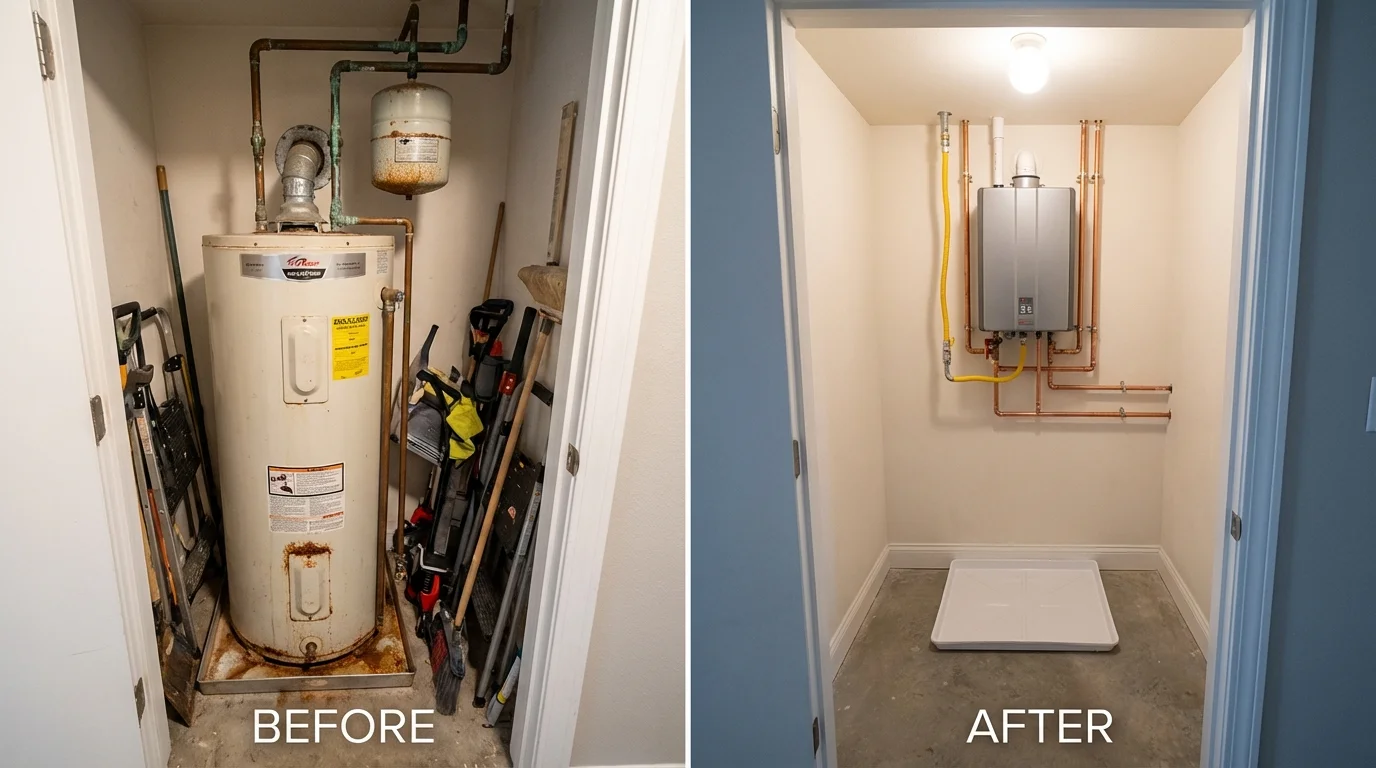 Tank water heater versus wall-mounted tankless unit comparison for Peach Springs, AZ homeowners